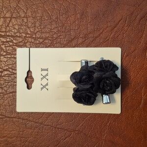 Black Floral Hair Clips From Forevr 21, New With Tags